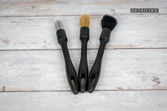 3 Detailing brushes, for both interior and exterior use, high quality, premium, ultra soft and more coarse brushes.