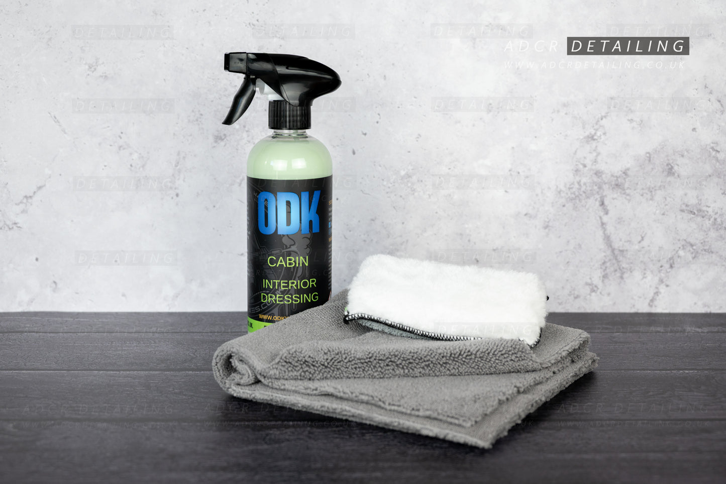 Interior detailing starter kit, includes ODK Cabin interior dressing, premium edgless microfibre and an ultra soft microfibre applicator pad. Everythign you need to keep your interior and dash clean and dust free.