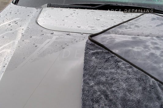 ADCR Detailing Premium Microfibre Twisted Loop Drying Towel 70x90cm Single Sided Grey. Drying Car Bonnet