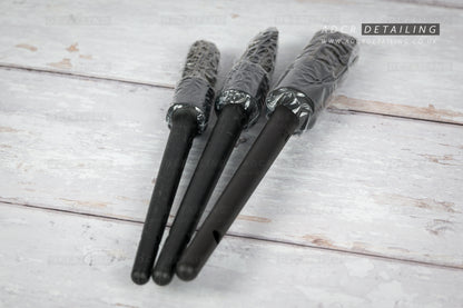 3 Exterior Detailing Brushes, perfect for cleaning intricate parts of the vehicle, like window frames, badges, logos and wheels.