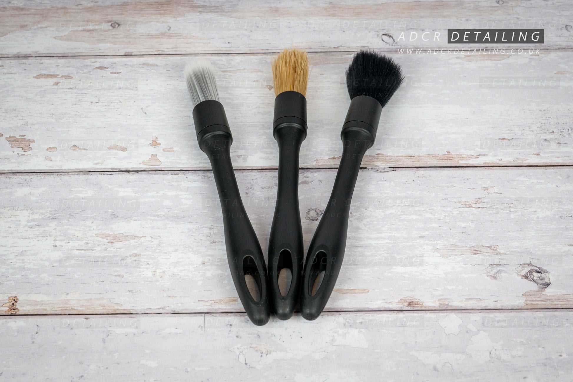 3 Detailing brushes, for both interior and exterior use, high quality, premium, ultra soft and more coarse brushes.