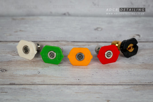 5 Pack 1/4in Quick Release Detailing Pressure Washer Nozzles for short trigger quick release stubby swivel guns.