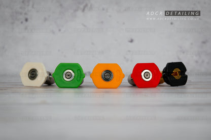 5 Pack 1/4in Quick Release Detailing Pressure Washer Nozzles for short trigger quick release stubby swivel guns.