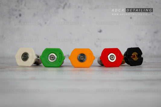 5 Pack 1/4in Quick Release Detailing Pressure Washer Nozzles for short trigger quick release stubby swivel guns.
