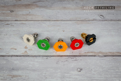 5 Pack 1/4in Quick Release Detailing Pressure Washer Nozzles for short trigger quick release stubby swivel guns.