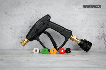ADCR Detailing Classic Swivel Short Trigger Stubby Gun, Quick Release Nozzles compatible with Nilfisk C E D P series pressure washers.