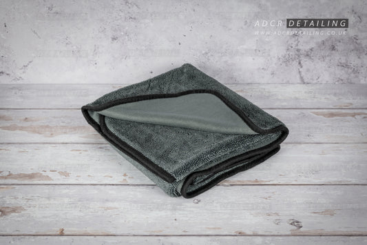ADCR Detailing Premium Microfibre Twisted Loop Drying Towel 70x90cm Single Sided Grey. Ultra absorbent twisted loop technology.