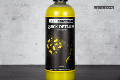 ADCR Detailing Quick Detailer Lemon Scented. 500ml Spray Bottle. Classic, easy to use, spray on, buff / wipe off formula. For a deep shine, removing water spots and a pristine finish.
