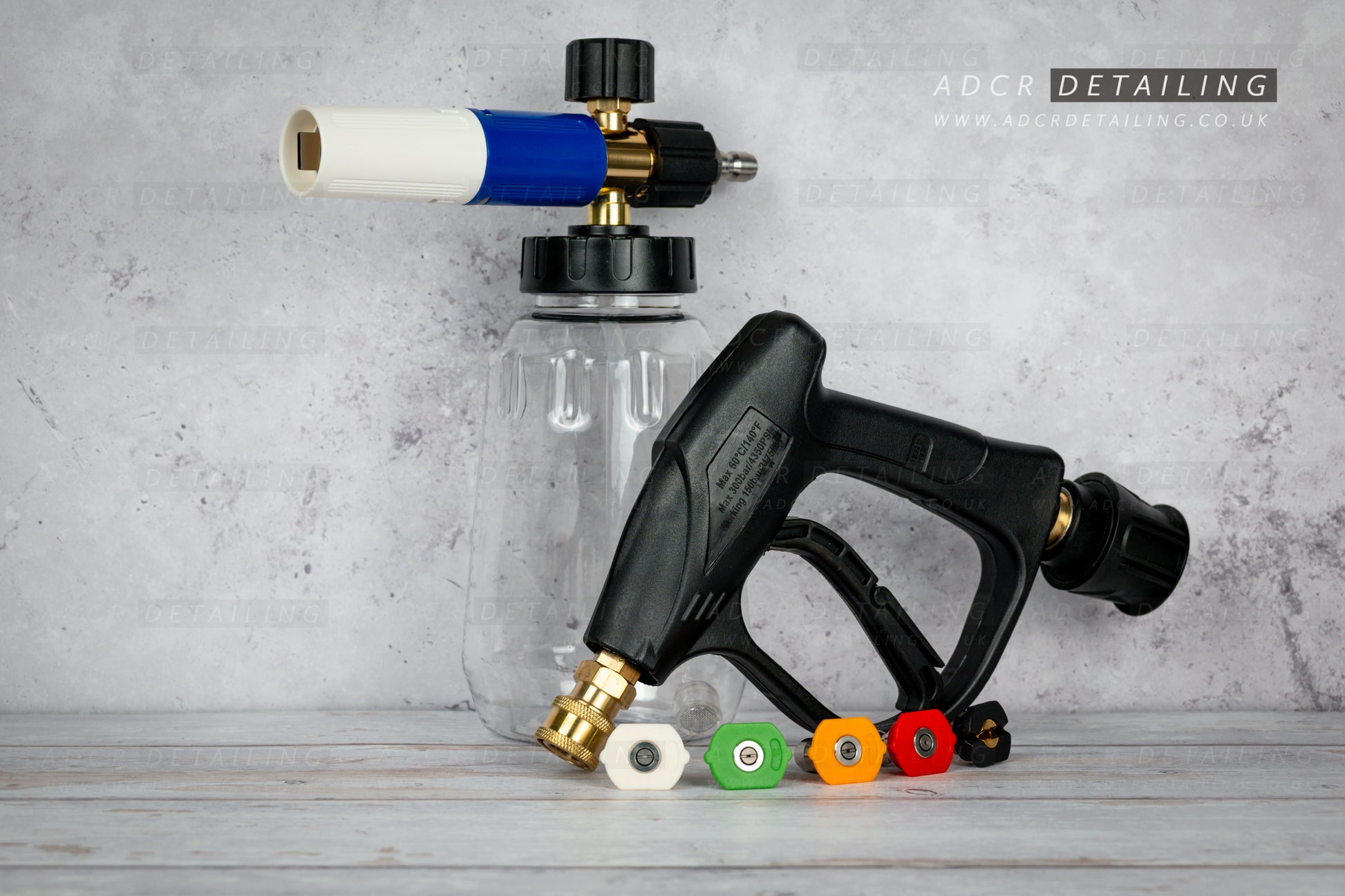 ADCR Detailing Classic Short Trigger Gun, Quick Release Nozzles and Foam Cannon V2 Bundle compatible with Nilfisk C/E/D/P Series. 