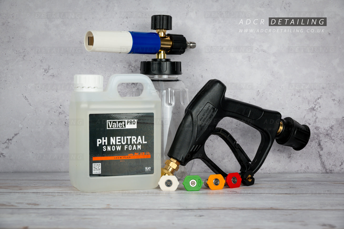 ADCR Detailing Classic Short Trigger Gun, Quick Release Nozzles and Foam Cannon V2 Bundle compatible with Nilfisk C/E/D/P Series. Including 1L snow foam.