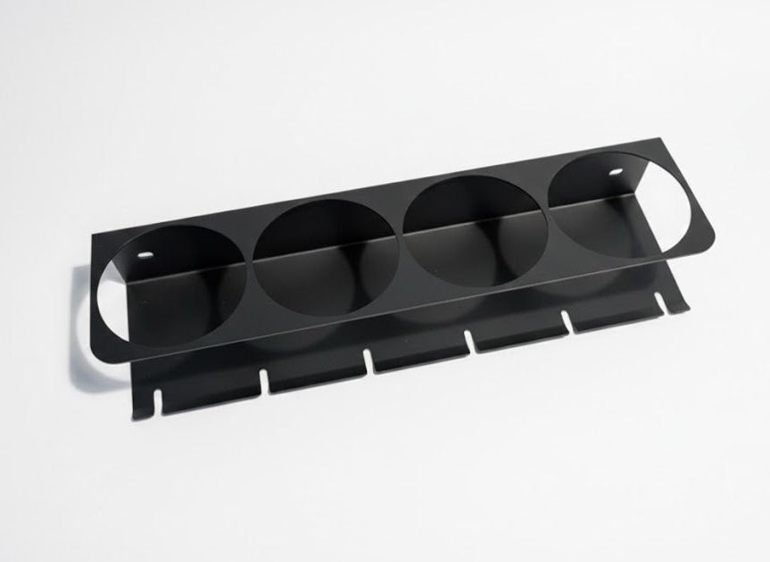 Wall mount detailign spray bottle holder, designed for larger trigger spray bottles, like the IK MULTI TR 1. They have approx. 110mm (11cm) sized holes and will hold up to 4 bottles.