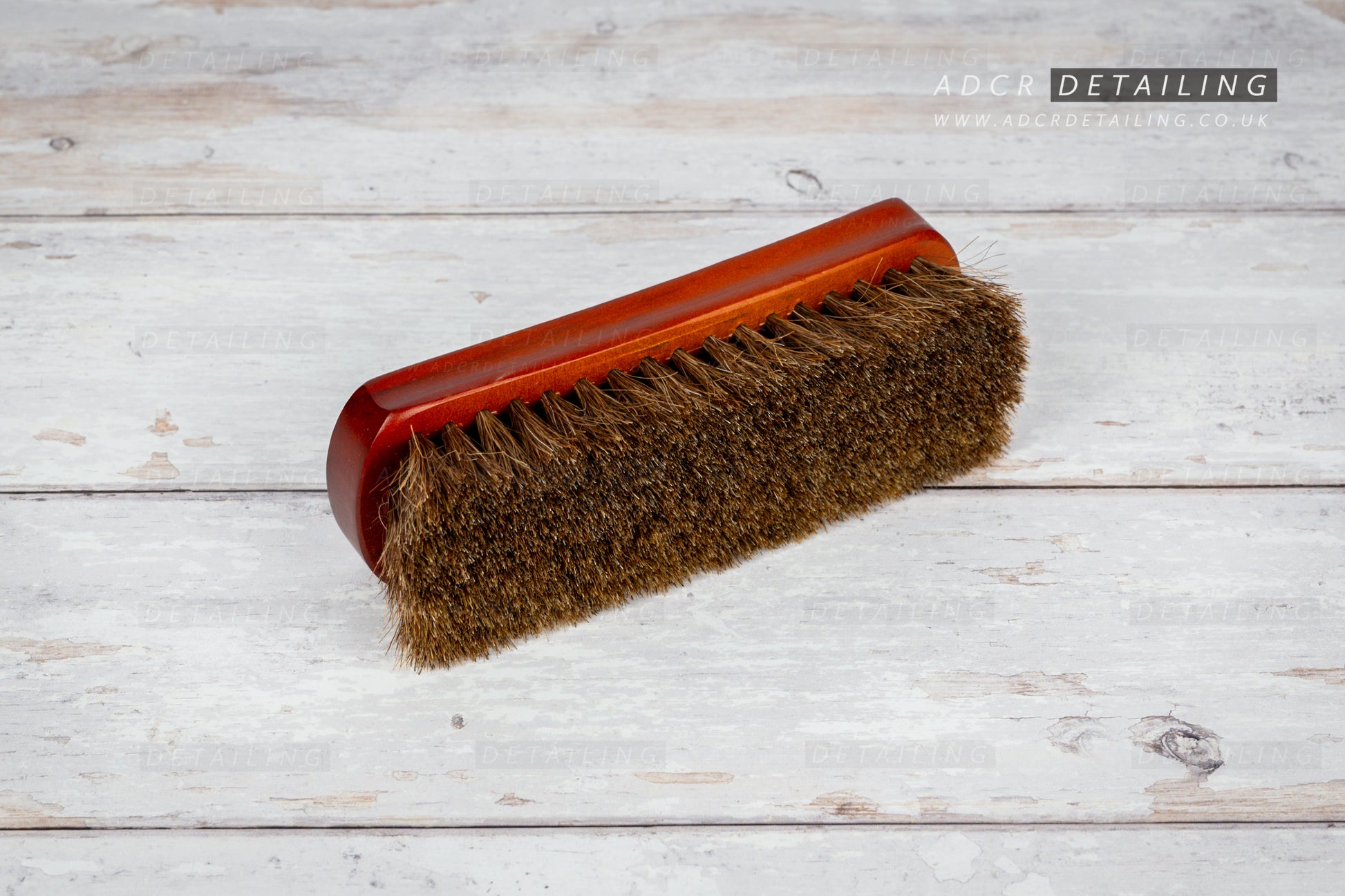 Large Interior Detailing Brush with a wooden handle, ideal for cleaning leather.