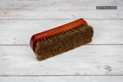 Large Interior Detailing Brush with a wooden handle, ideal for cleaning leather.