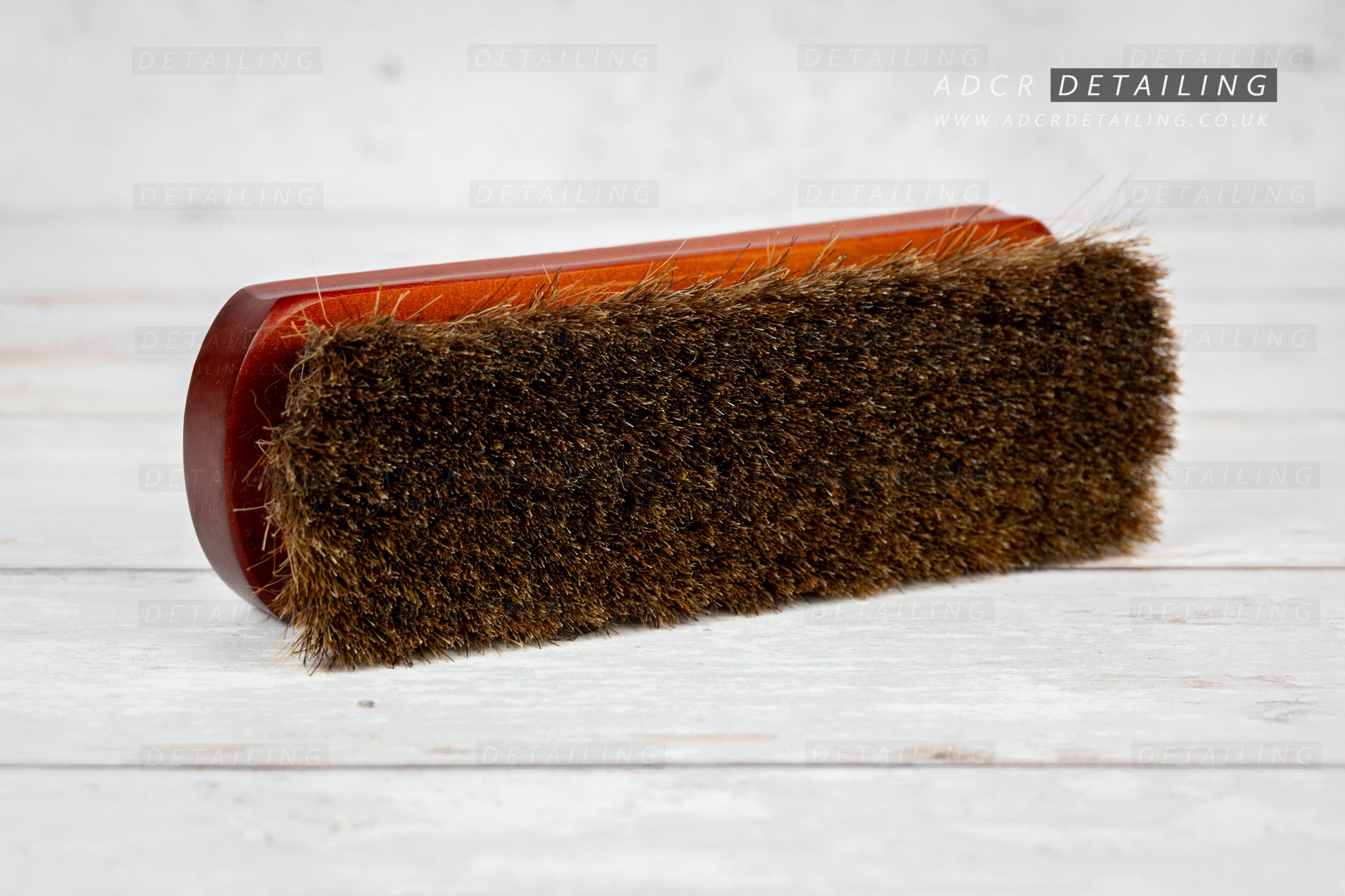 Large Interior Detailing Brush with a wooden handle, ideal for cleaning leather.