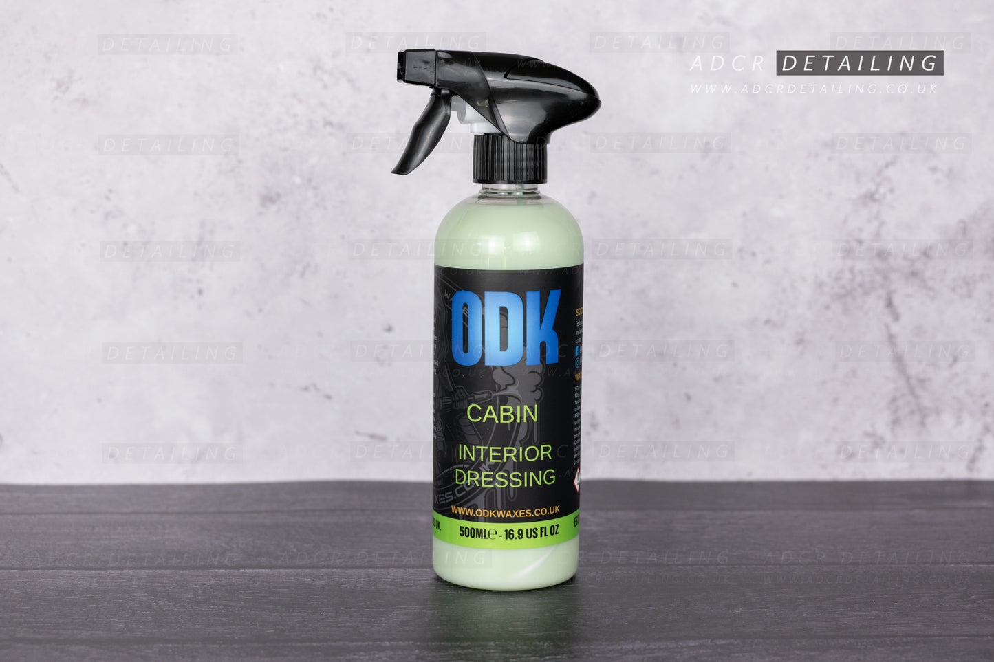 500ml spray bottle of ODK Cabin interior dressing, quick detailer for the interior of your car. 