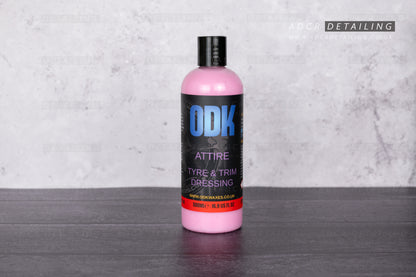 ODK Waxes Attire V2 Tyre and Trim Dressing. Water based dressing for car detailing, ideal for tyres and exterior plastic.