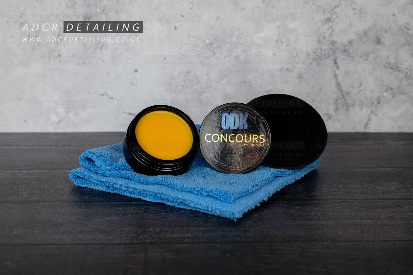 ODK Waxes Concours Hybrid Wax with Microfibre and Sponge Applicator. Premium Detailing Carnauba Wax. Easy to apply and buff, for a deep gloss.