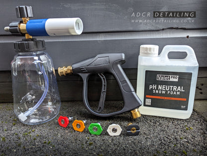 Short Trigger Quick Release Pressure Washer Gun with Premium Snow Foam Cannon for M22 Thread