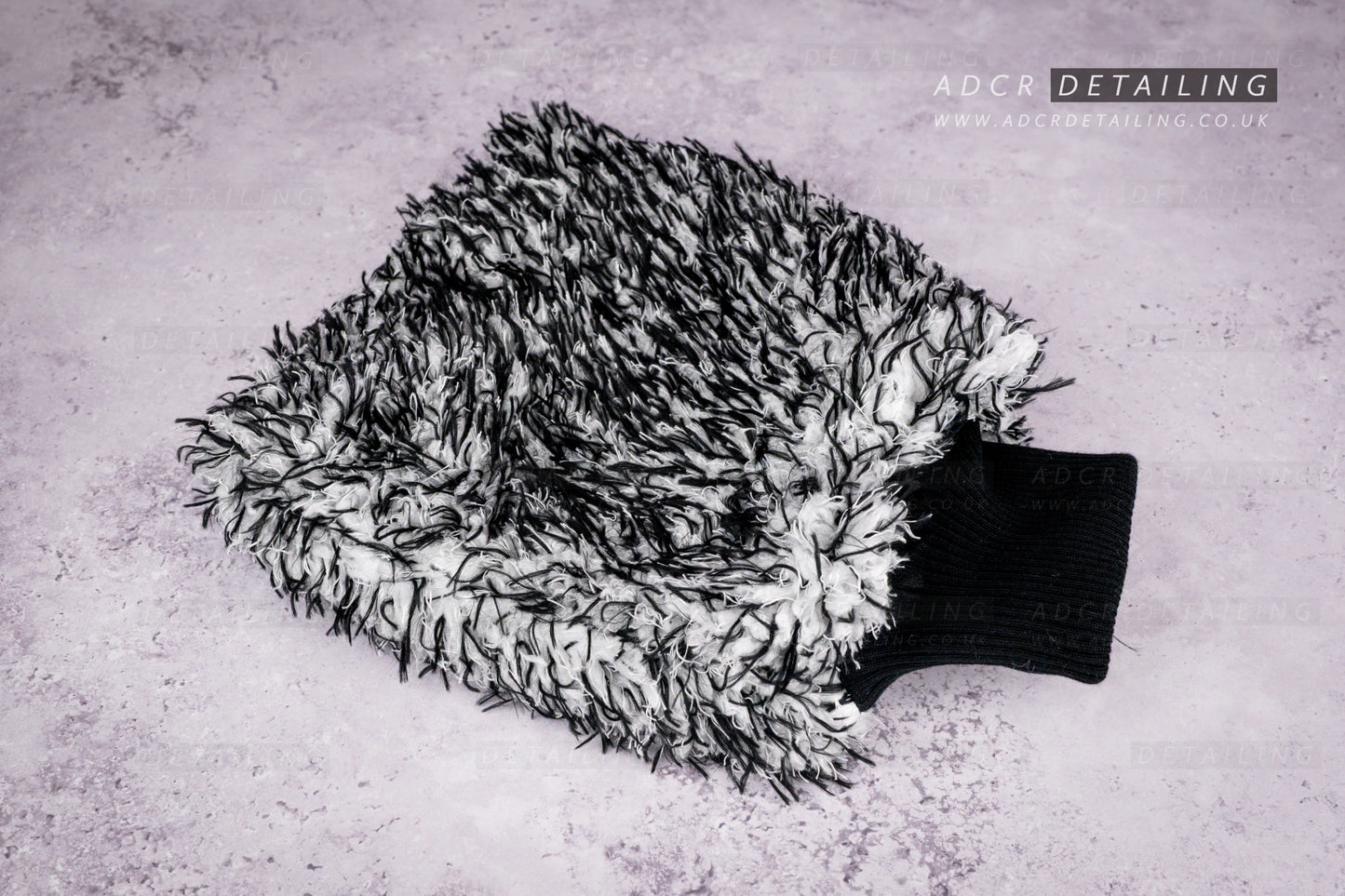 Premium Luxury Detailing Microfibre Wash Mitt - Black & White. Large, premium, thick, padded mitt.