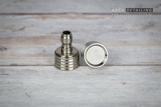 1/4in Quick Release Shower Head Nozzles for car detailing and valeting. Ideal for rinsing door shuts, fuel flaps and frothing up shampoo in detailing buckets.