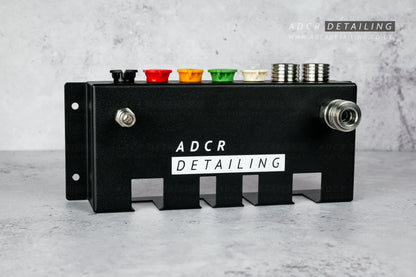 Short Trigger Stubby Gun & Snow Foam Cannon Wall Mount Holder. Including quick release nozzles and extension bars storage. Stainless steel and powder coated metal. Perfect for garages, sheds and vans.