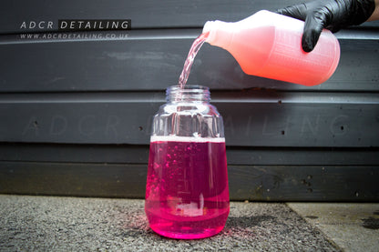 ADCR Detailign Snow Foam Cannon V2. Filling up the 1L clear bottle with the easy to pour in large opening. 