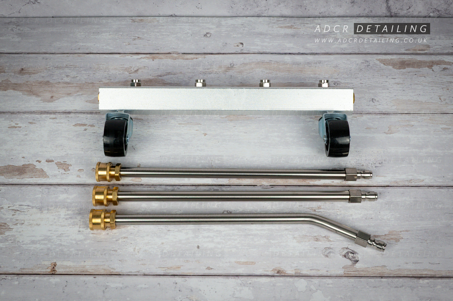 Undercarriage Car Chassis Cleaner 13in on wheels with Quick Release. Protect your car from rust and corrosion, wash away the road salt, grit and dirt to car for your car chassis during the winter. With 3x 1/4in Quick Release Extension Bars.