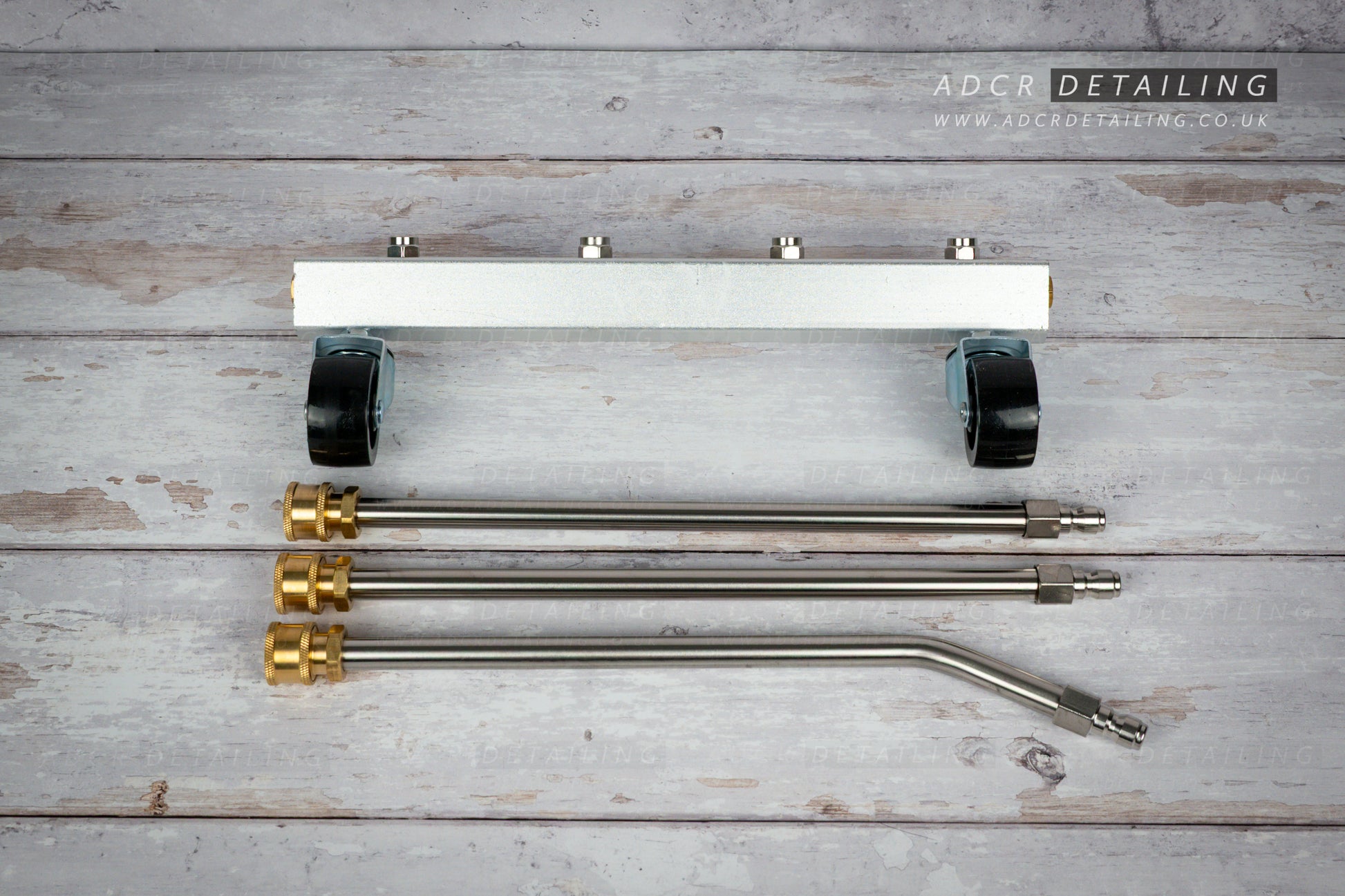 Undercarriage Car Chassis Cleaner 13in on wheels with Quick Release. Protect your car from rust and corrosion, wash away the road salt, grit and dirt to car for your car chassis during the winter. With 3x 1/4in Quick Release Extension Bars.