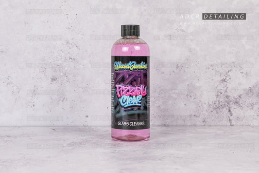 Waxed Junkies Fizzibly Clear Glass Cleaner. Glass cleaner for car detailing. Streak-free, easy to use glass cleaner.